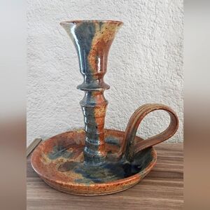 Studio Pottery Candle Holder - Multicolor